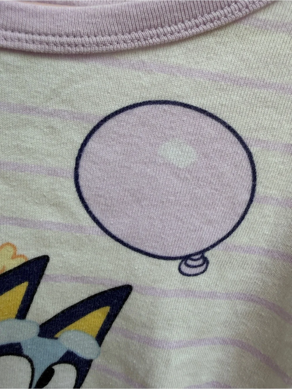 Bluey Girls 4T White Purple Stripe Keepy Uppy Bingo Long Sleeve Pajama Top